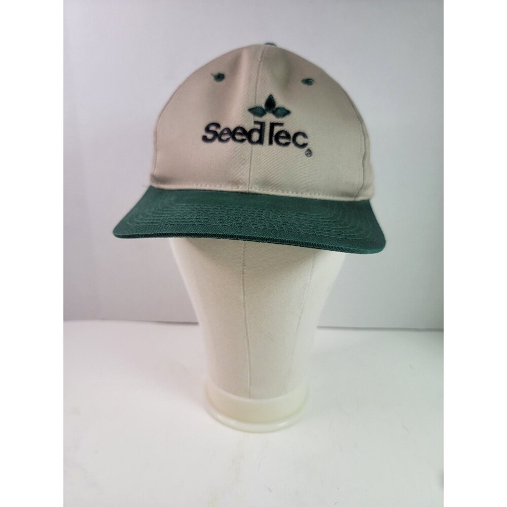 Vintage SeedTec Agriculture Seed Company Snapback Hat Cap Green Tan Young An